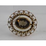 9ct quality gold brooch set with an smokey brown topaz, unmarked (12.