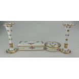 Minton miniature dressing table set to include candlesticks,