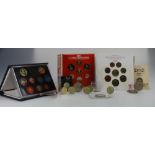 Royal Mint 1989 proof coin collection in leather case, 1985 & 1986 uncirculated coin collections,