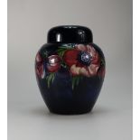 Walter Moorcroft ginger jar & cover decorated with the Anemone design, height 21.