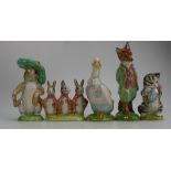 Royal Albert Beatrix Potter figures Miss Moppet, Foxy Whiskered Gentleman, Mr Drake Puddleduck,