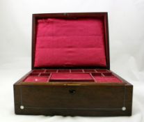 Victorian rosewood writing box with fitted silk interior