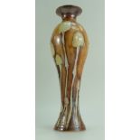 Lise B Moorcroft art pottery lustre large vase decorated with Toadstools on light brown ground,