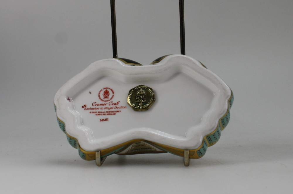 Royal Crown Derby paperweight of Cromer Crab with gold stopper, - Image 2 of 2