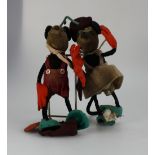 Original 1930s felt material figures of Mickey Mouse and Minnie Mouse,