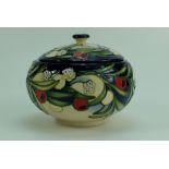 Moorcroft Ankerwyke Yew lidded pot, numbered edition, 9cm tall. Designed by Emma Bossons.