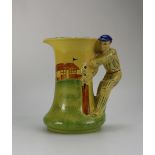 Burgess Dorling & Leigh Burleigh Ware hand painted jug Cricket player,