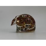 Royal Crown Derby paperweight of Armadilo with gold stopper,