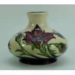 Moorcroft Pulsatilla vase, gold signed, 9.5cm tall. Designed by Vicky Lovatt.