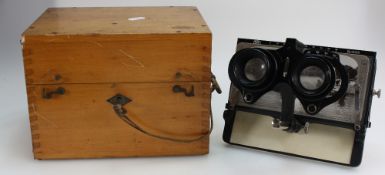 Carl Zeiss Spectroscope in original wood case together with quantity black & white World Travel