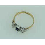 18ct Gold and platinum diamond and sapphire ring total weight 3.