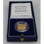 Royal Mint 1984 proof half sovereign in original box with paperwork