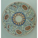 Charlotte Rhead Crown Ducal wall charger in the Carnation design 4924, diameter 32.