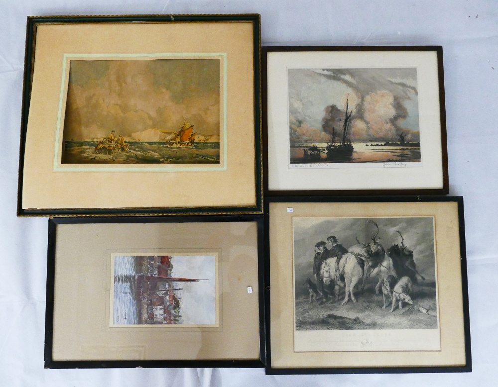 A collection of watercolour paintings comprising "Of to the Fishing ground" by F.