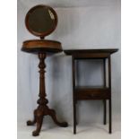 Victorian oak & Brass Gentleman's Shaving Stand with Adjustable Mirror and Telescopic Stem and