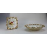 Carlton Ware Wiltshaw & Robinson oval shaped gilded dish decorated with flowers and similar square