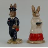 Royal Doulton Bunnykins figures Choir Singer DB223 and Postman DB76 (2)