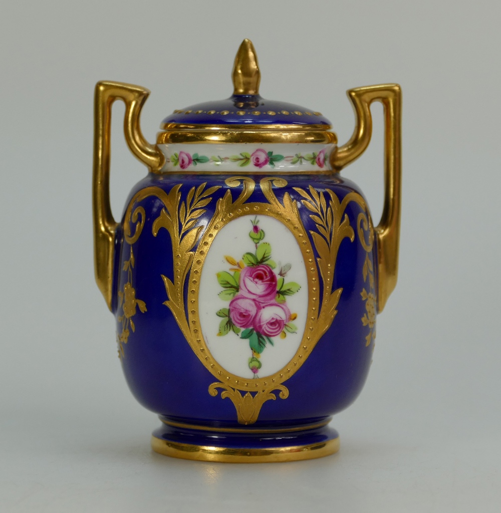 Minton jeweled two handle miniature lidded vase - Image 3 of 3