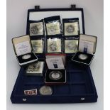 A collection of Royal Mint & Westminster proof silver coins to include 1994 two pound coin (15.