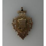 19th century 9ct rose gold medal awarded to Hanley Swifts (7.