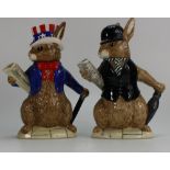 Royal Doulton Bunnykins teapots USA President D6996 and City Gent D6966 (2)