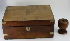 Novelty Treen tea caddy in the form of an apple 12cm tall together with Inlaid writing slope(2)