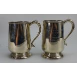 Pair Sterling Silver tankards presented to P O Leary 1965, height 13.5cm (total weight 683.