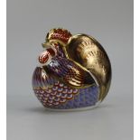 Royal Crown Derby paperweight of Cockerel with gold stopper,