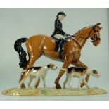 Beswick Tableau piece Huntswoman and hounds on ceramic base "The Hunt" an exclusive for Sinclair's,