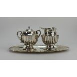 Sterling 925 Silver two handled pot & cover, tray and matching jug (569.