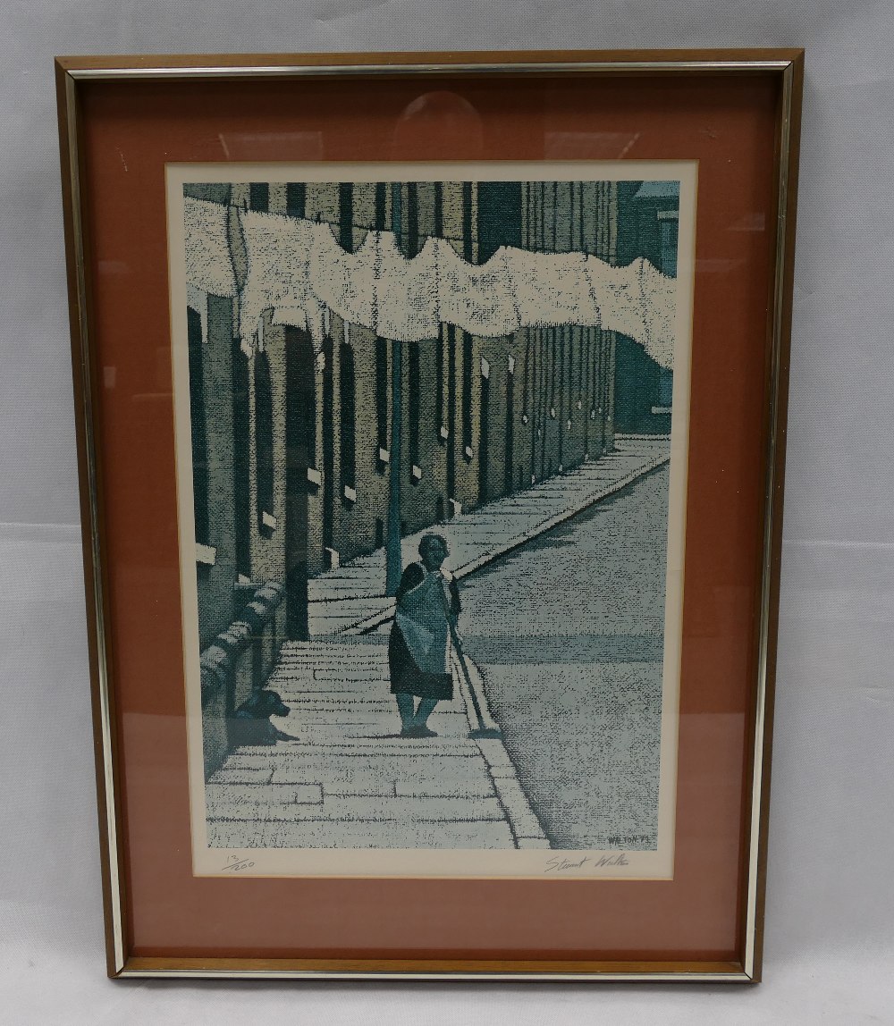 Stuart Walton 20th Century Contemporary Limited Edition print of a Northern Street Scene,