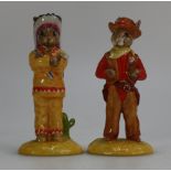 Royal Doulton Bunnykins figures Cowboy DB201 and Indian DB202,