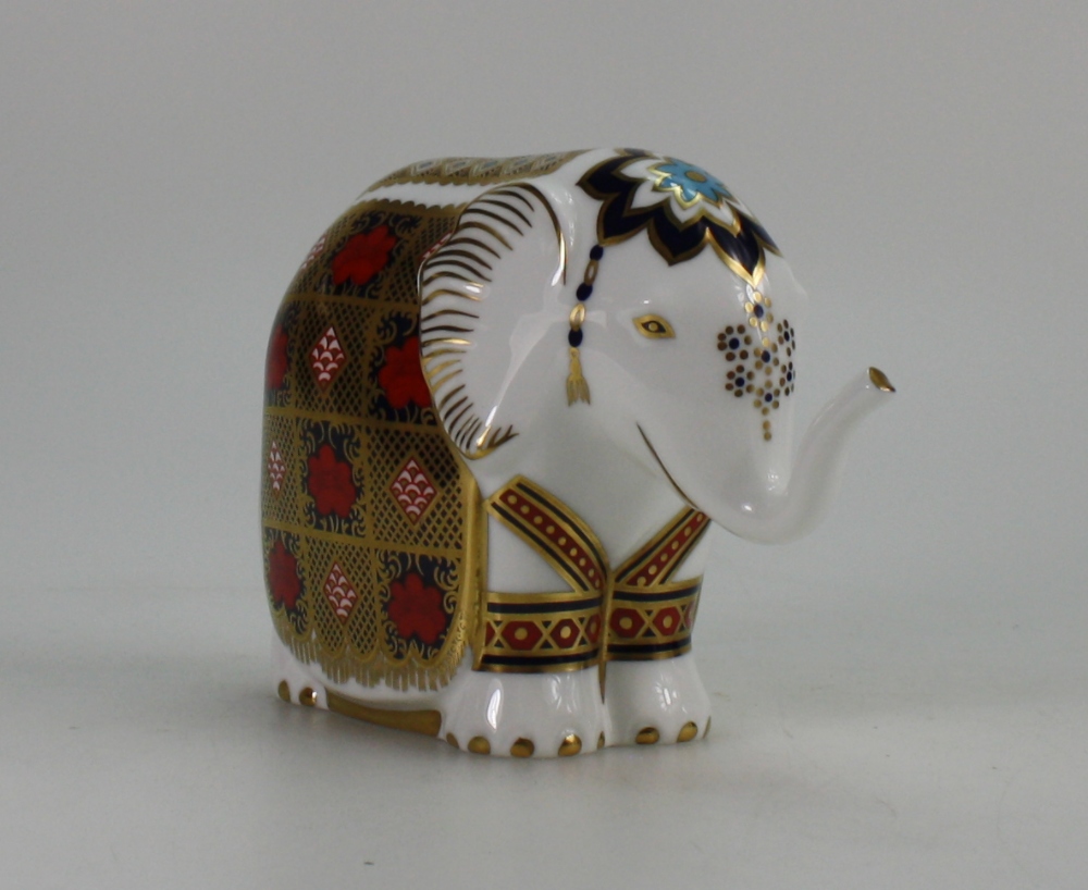 Royal Crown Derby paperweight of a small Elephant,