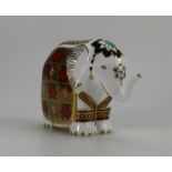 Royal Crown Derby paperweight of a small Elephant,