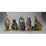 Royal Albert Beatrix Potter figures Mr Benjamin Bunny & Peter Rabbit, Peter with Postbag,