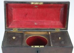 19th Century rosewood tea caddy of sarcophagus shaped form 18cm x 34cm