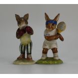 Royal Doulton Bunnykins figures Tennis Player DB42 and Boxer DB30 (2)