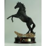 Royal Doulton Beswick model of Cancara The Black Horse on wooden base