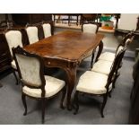 French Louis XV Walnut table and matching 8 chairs