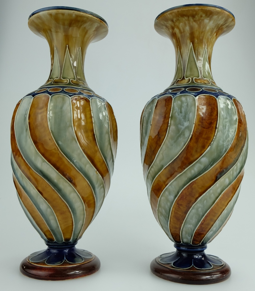 Doulton Lambeth pair stoneware vases de