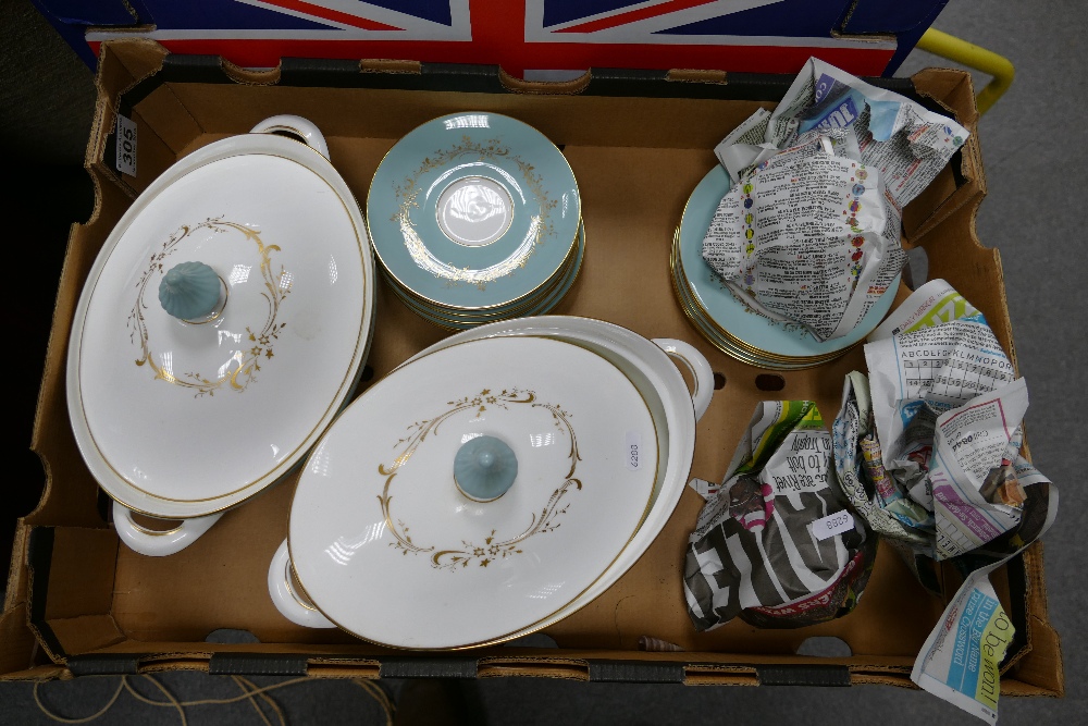 A collection of Royal Doulton Melrose dinner set to include large lidded tureens, teacups, saucers,