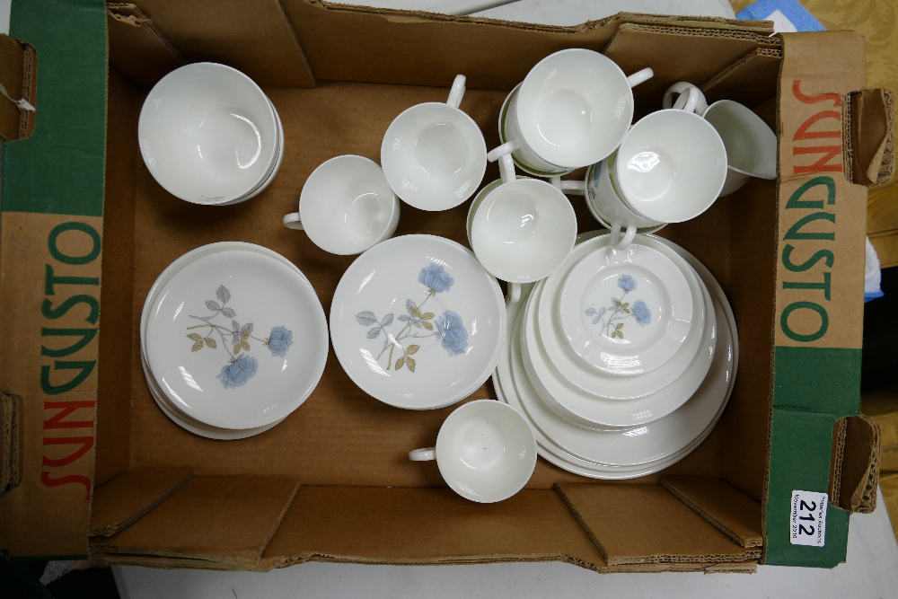 A collection of Wedgwood Ice Rose teaware to include cups, saucers, side plates, etc.