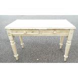 Victorian Pine painted 2 drawer side table.