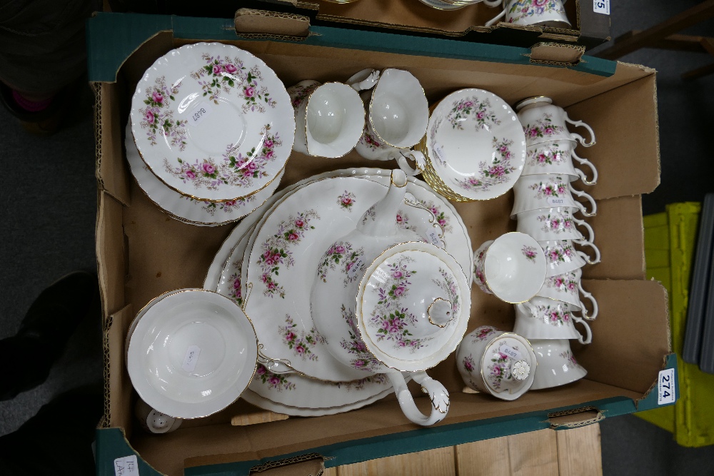 A large collection of Royal Albert Lavender Rose dinner and teaware to include cups, saucers,
