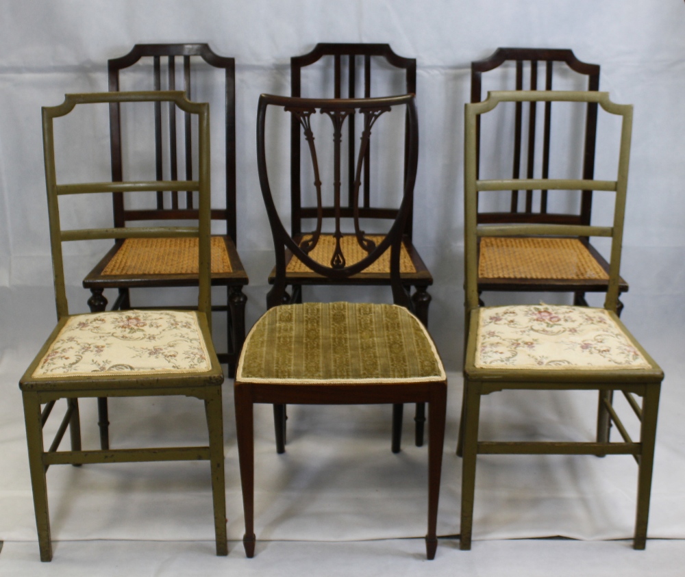 Six Edwardian non matching dining chairs - Image 2 of 4