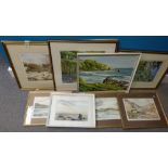 A collection of 8 landscape watercolours