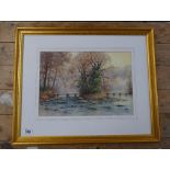 Large framed original watercolour signed