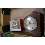 A collection of items to include Oak cased art deco mantle clock and boxed Swiza brass mantle clock.