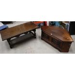 Oak reproduction TV corner unit with oak