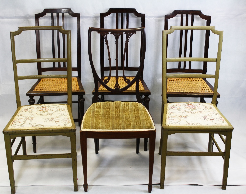 Six Edwardian non matching dining chairs - Image 3 of 4